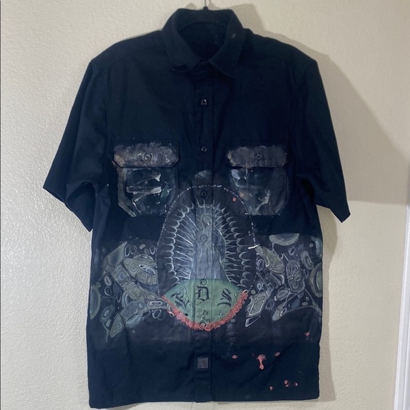 Handpainted Men's black Shirt unknown Artis size M - Picture 1 of 10